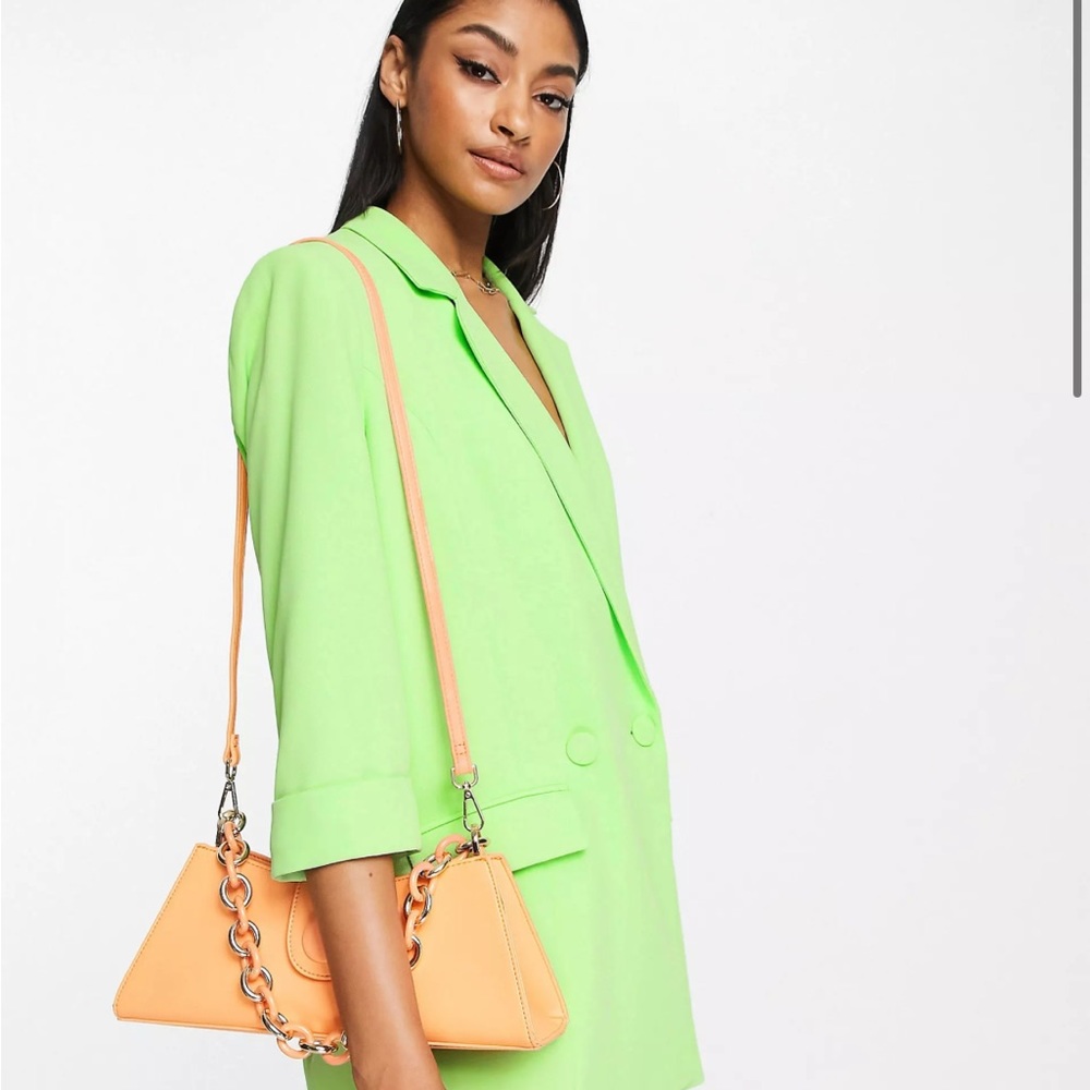 NWT River Island double breasted ruched sleeve blazer in bright green